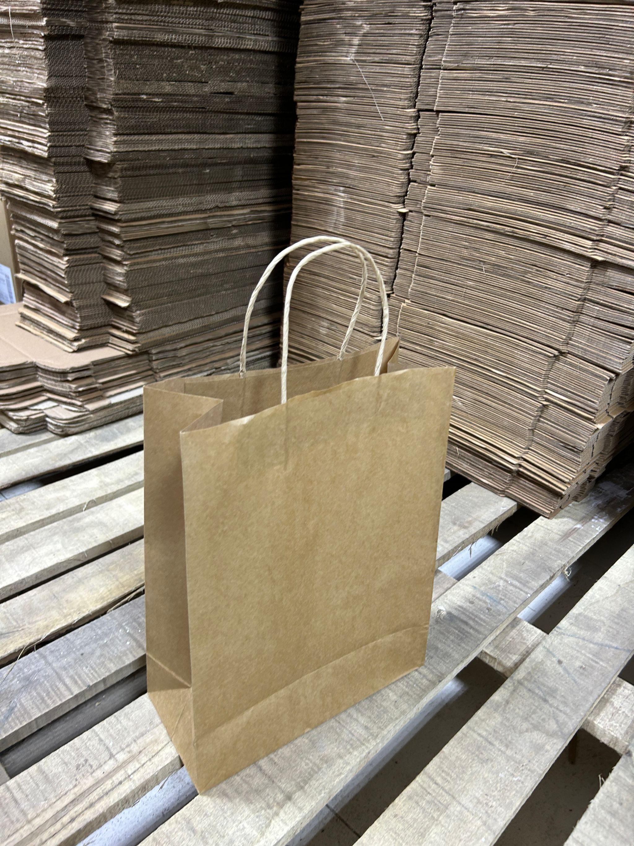 PLAIN BROWN DELIVERY CARRIER BAGS - 14” x 10” x 5'' ( WITH HANDLES )_4