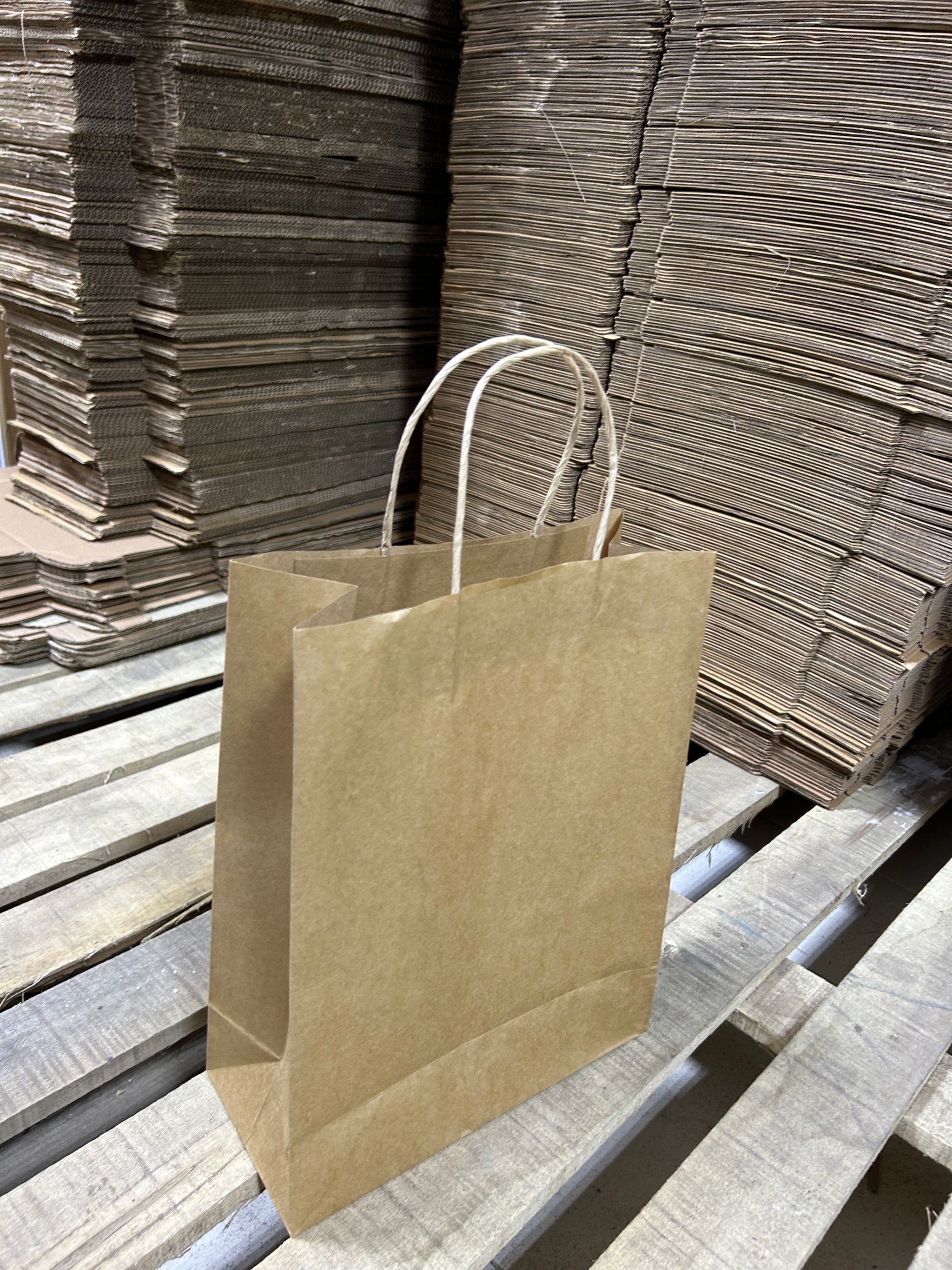 PLAIN BROWN DELIVERY CARRIER BAGS - 14” x 10” x 5'' ( WITH HANDLES )_3