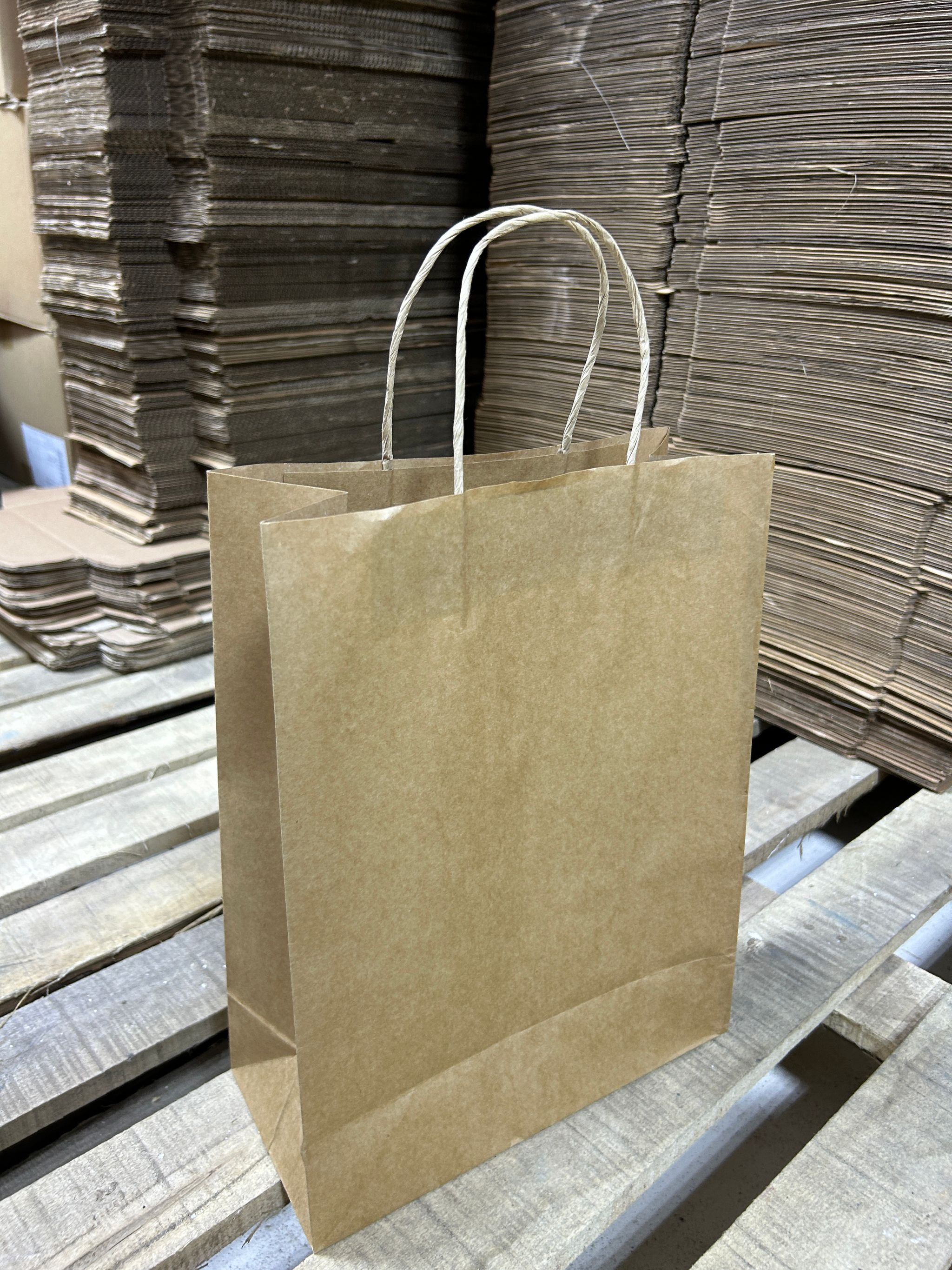 PLAIN BROWN DELIVERY CARRIER BAGS - 14” x 10” x 5'' ( WITH HANDLES )_2