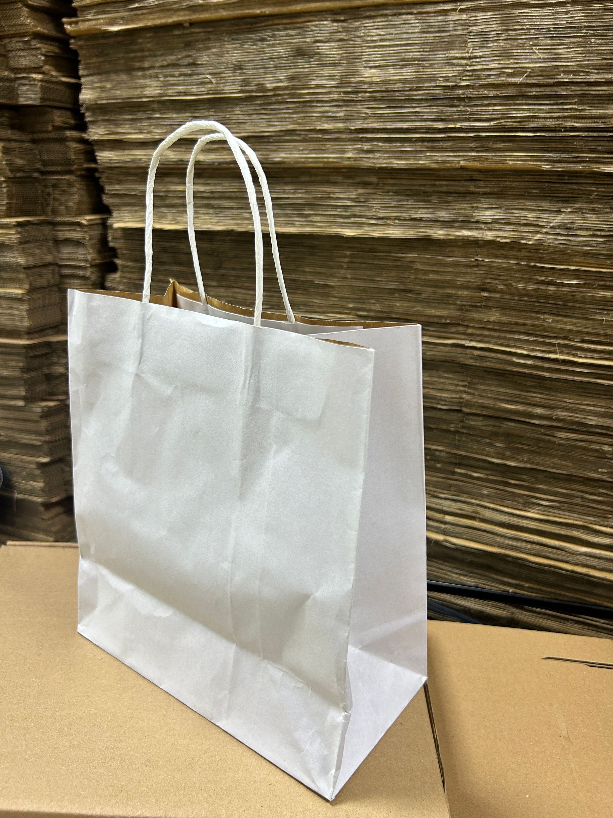 PLAIN WHITE DELIVERY CARRIER BAGS - 11” x 10” x 6” (WITH HANDLES)_3