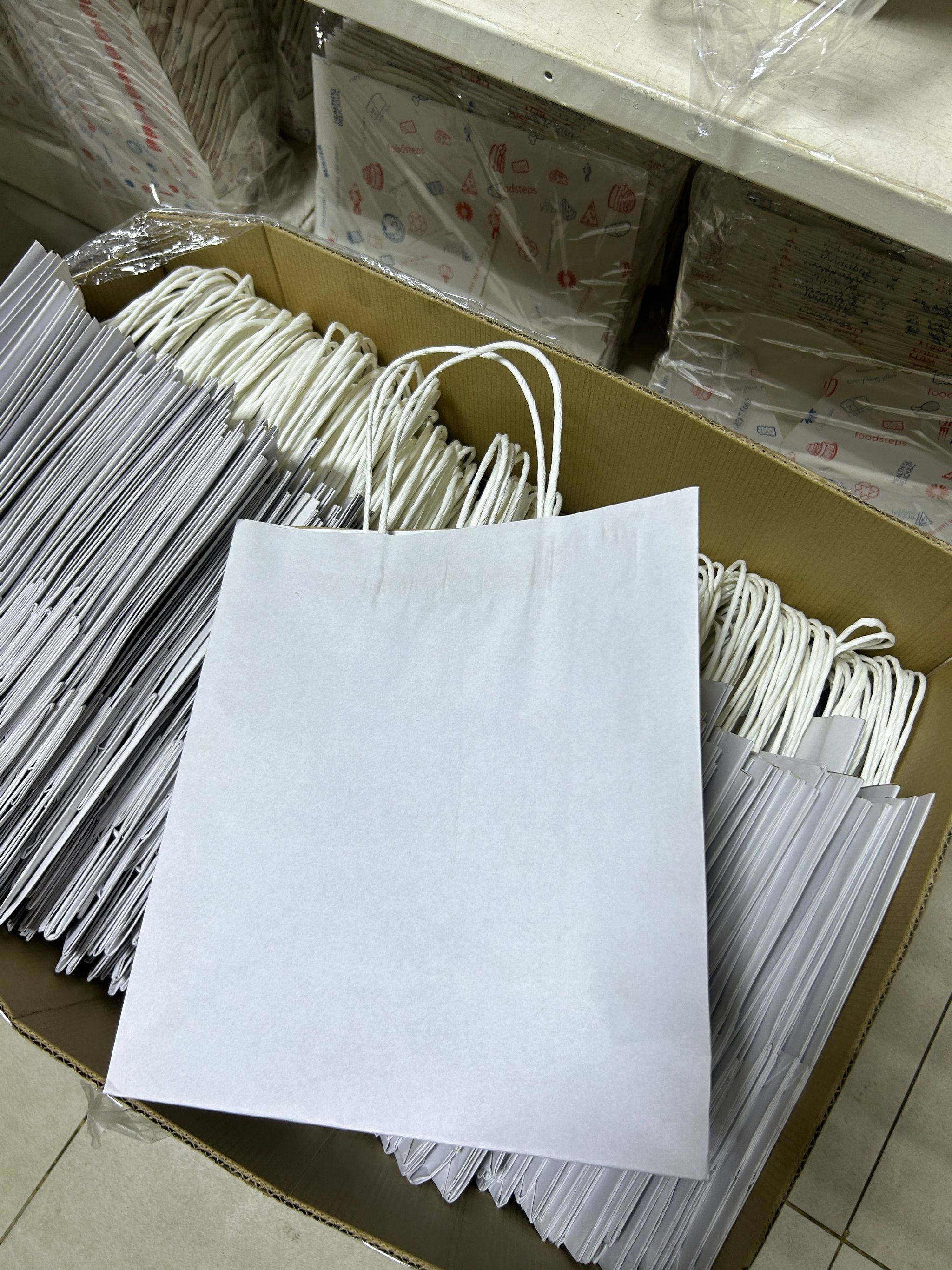 PLAIN WHITE DELIVERY CARRIER BAGS - 11” x 10” x 6” (WITH HANDLES)_8