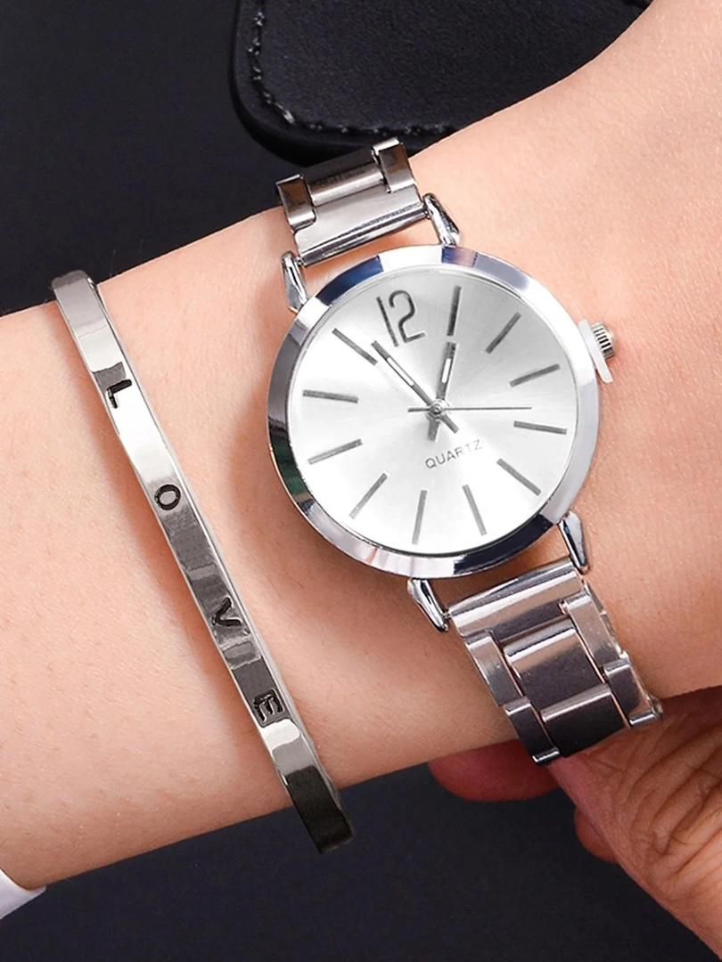 Luxury Watch for Women Simple Round Dial Stainless Fashion Gold Bracelet Quartz Wristwatch Students Ladies Watches Reloj Mujer ._1