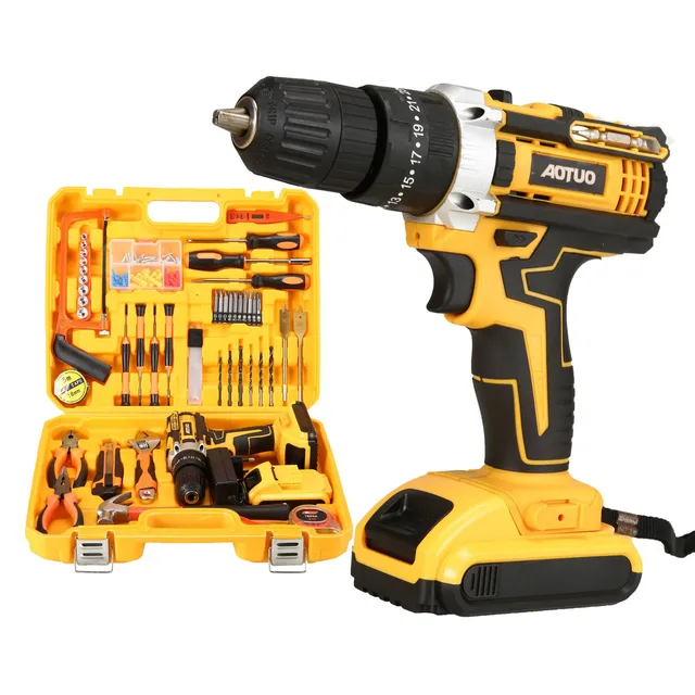 Set of 124pcs Portable Hand Tools Cordless Impact Drill Wireless Battery Power Screw Drivers Electric Torque Screwdriver Kits_7