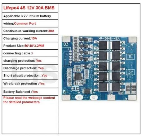 4S 30Amp (3.2V LiFePO4 Cell) Battery Charge Protection Board with Balancing_1