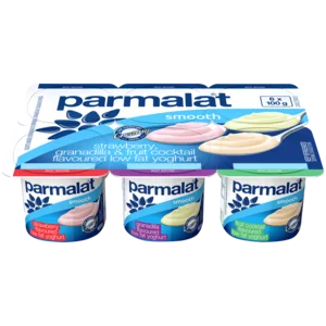 Parmalat Smooth Medium Fat Strawberry/Granadilla/Fruit Cocktail Multipack Yoghurt 6 x 100g_0