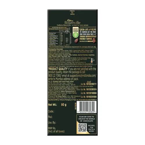 Cadbury Bournville Fruit & Nut Chocolate Dark Chocolate Bar, 3 x 80 g Multipack_2