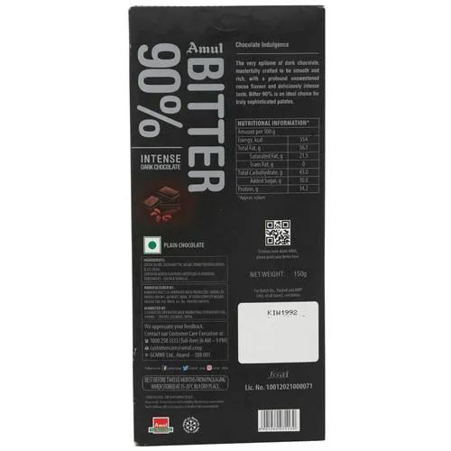 Amul 90% Bitter Dark Chocolate, 150 g_1