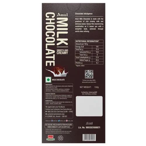 Amul Milk Chocolate - Smooth & Creamy, 150 g Carton_1