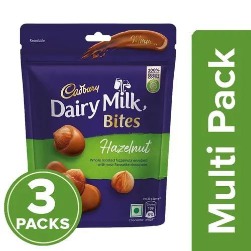 Cadbury Dairy Milk Bites - Hazelnut, Roasted & Chocolate Coated, 3 x 40 g Multipack_0