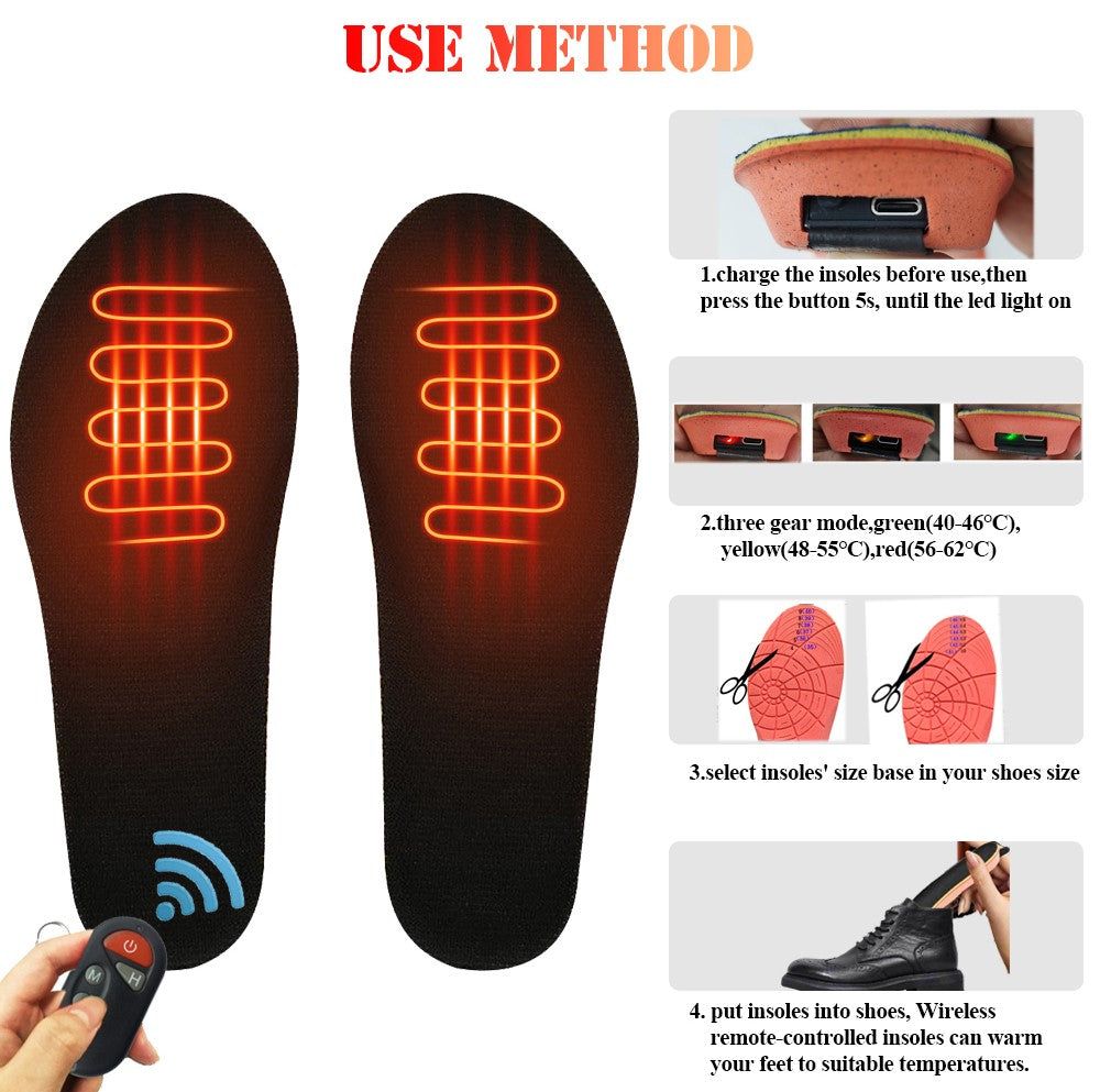 USB Remote Controlled Electric Heated Shoe Insole Kit – Keep Your Feet Warm in Cold Weather_2