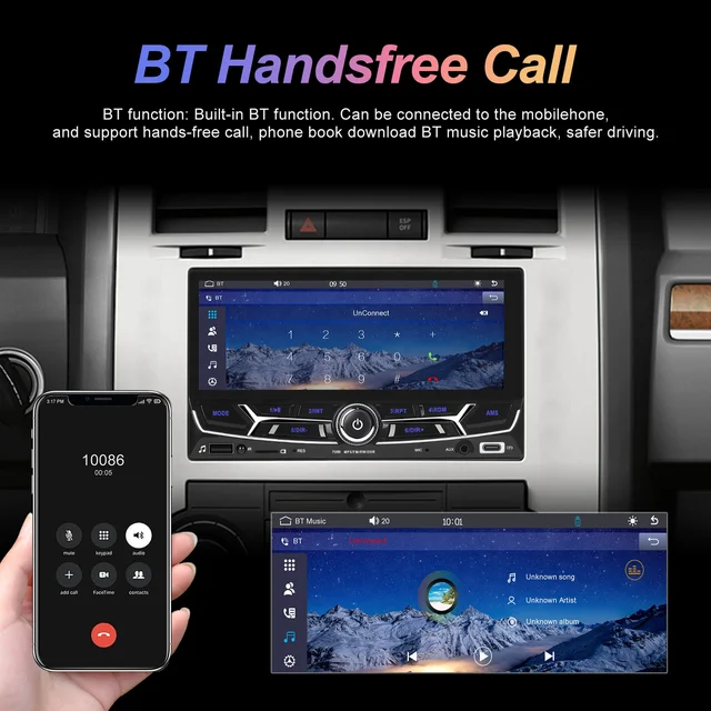Rádio 2din 6,86 polegadas Bluetooth Carplay via USB FM type-C Touch _2