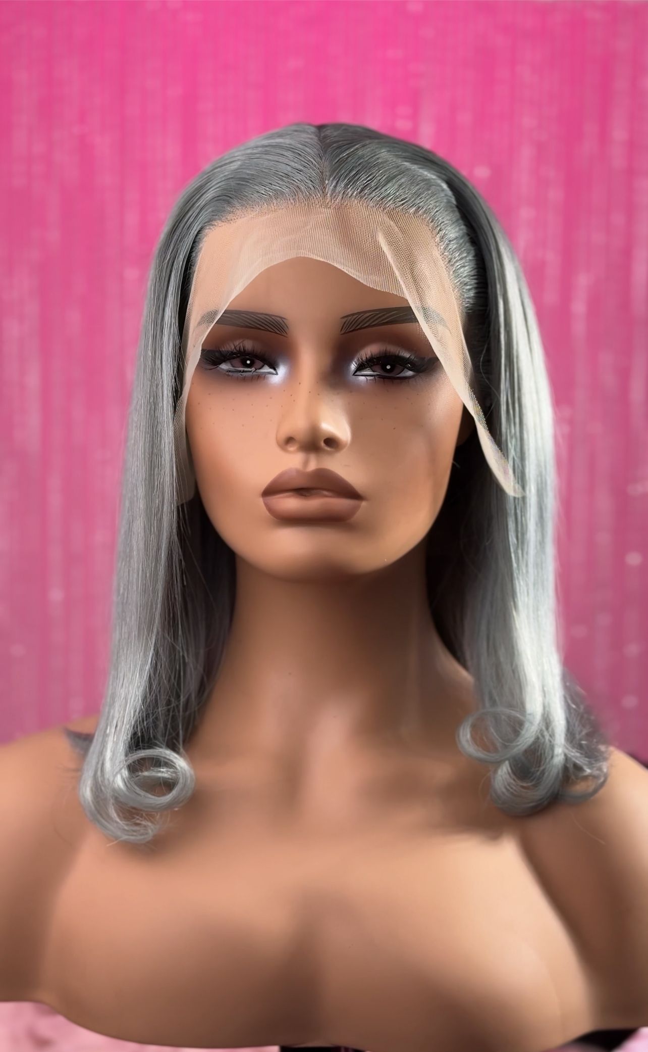 GREY 100%  13*4 VIRGIN HUMAN BOB WIGS_0