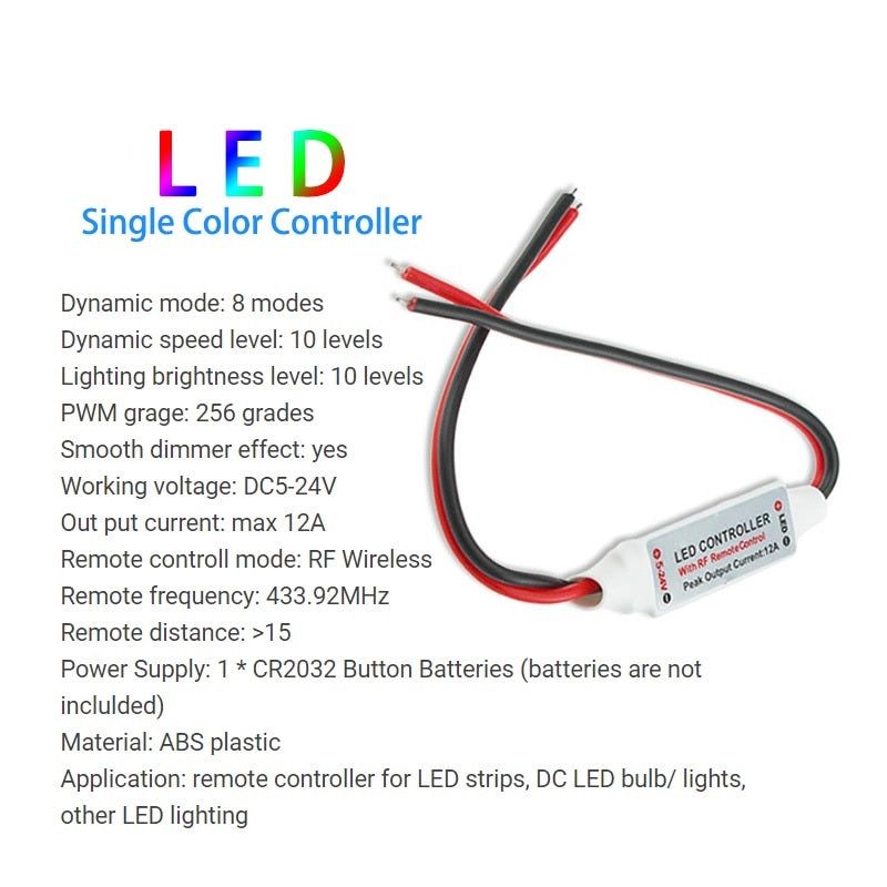 12A Wireless Mini LED Lighting Controller and Dimmer_3