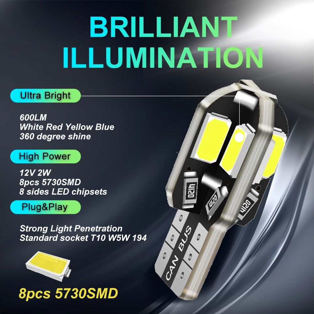 1PC W5W/T10 CANBUS 8SMD 5730 Car LED Light Bulb_2