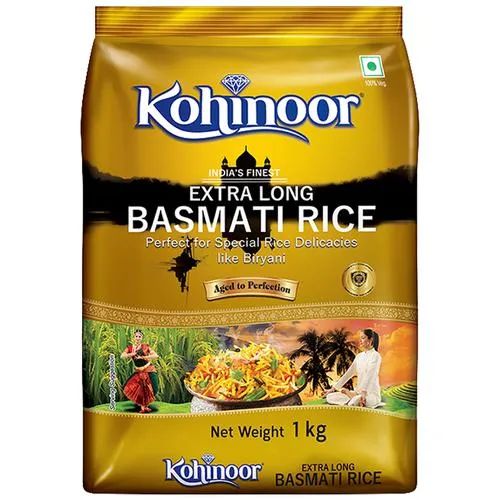 Kohinoor Basmati Rice/Basmati Akki - Extra Long, Gold, 1 kg Pouch_1