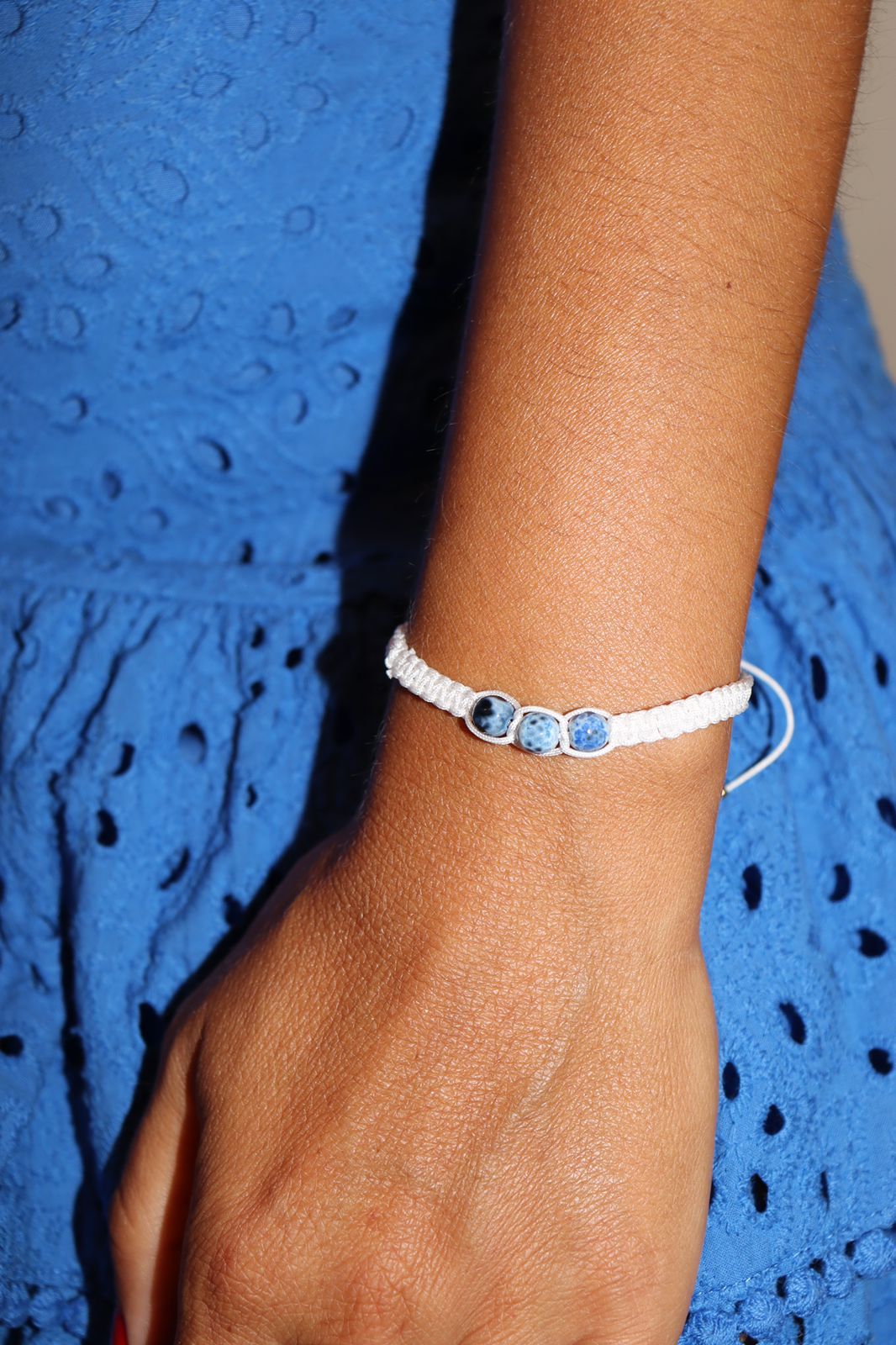 Sierra White-Blue Braided Bracelet_0