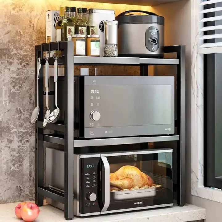 Telescopic Heavy-duty double Layer Microwave Stand_0