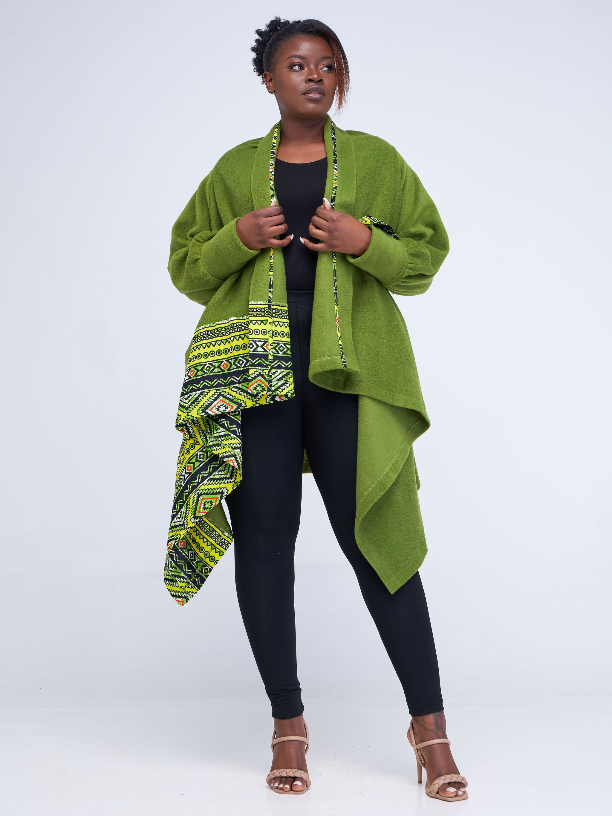 Ascili Malkia Wrap Coat- Lime green_0