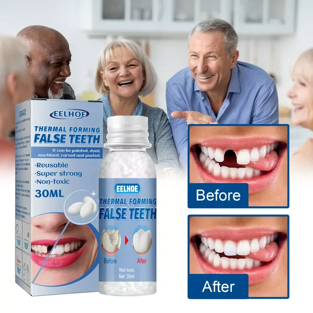 EELHOE Strong Reusable Temporary Makeup Gap Filling Dental Glue Tooth Repair Thermal Forming Dentures Moldable False Teeth_0