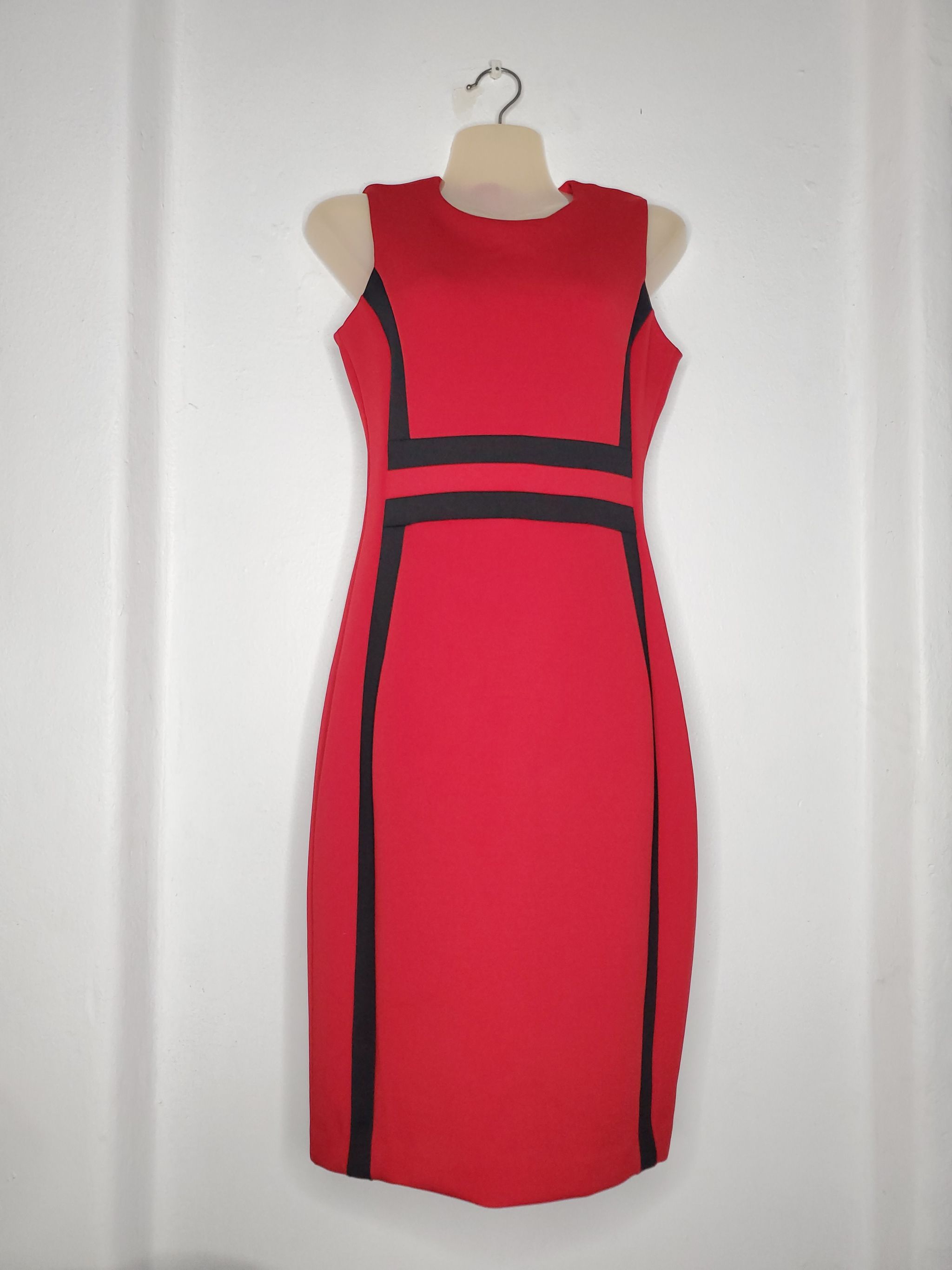 Black and Red Sleeveless Calvin Klein Mini Dress_0