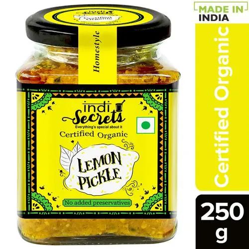 indiSecrets Organic Punjabi Lemon Pickle - Homestyle, 250 g Made With Mustard Oil_0