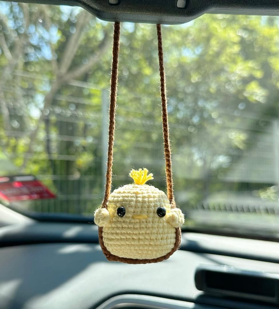 Crochet Animal On Swing Car Accessory_0