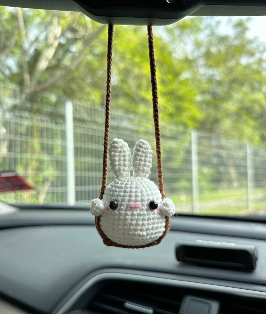 Crochet Animal On Swing Car Accessory_2