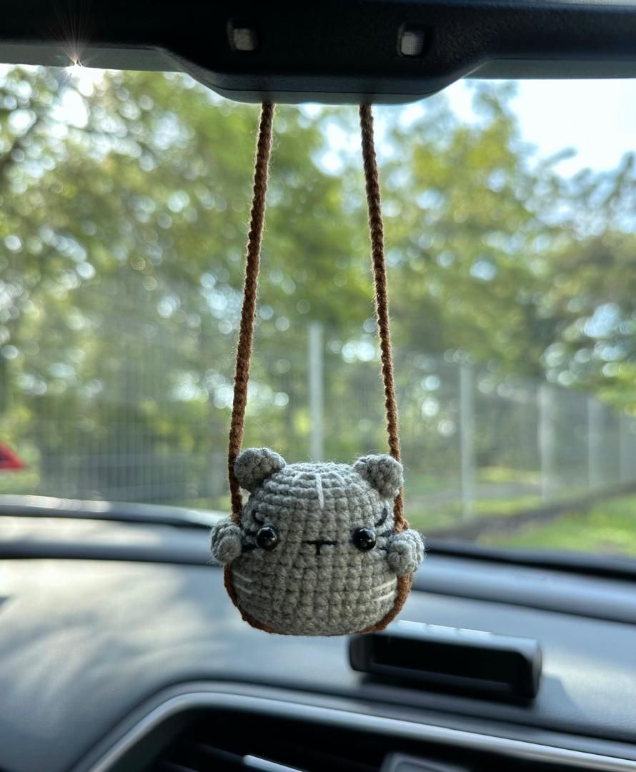 Crochet Animal On Swing Car Accessory_6