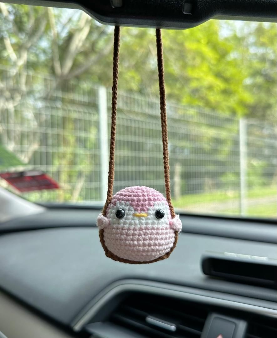 Crochet Animal On Swing Car Accessory_10