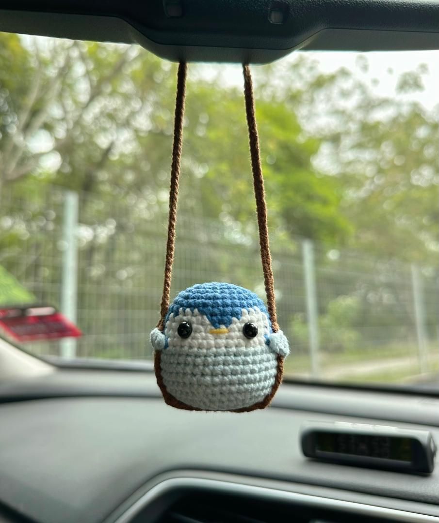 Crochet Animal On Swing Car Accessory_9