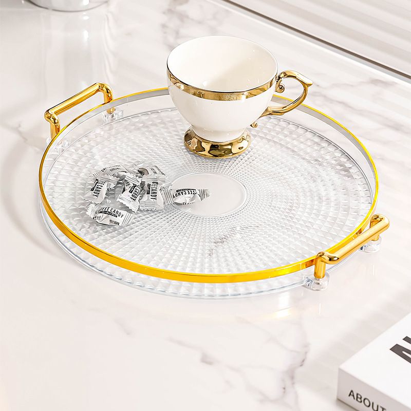 Acrylic Round Vanity Tray with Gold Handles_1