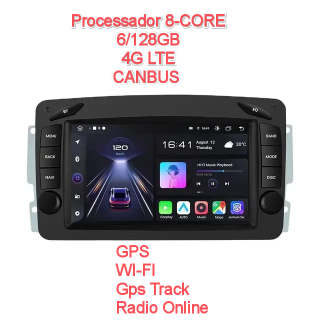 Rádio 7" android 6/128GB Mercedes W203 W209 SLK W639 CARPLAY 8CORE 4G_0