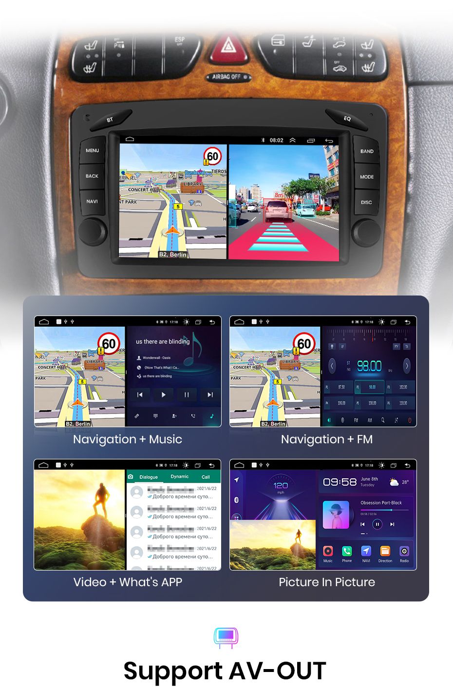 Rádio 7" android 6/128GB Mercedes W203 W209 SLK W639 CARPLAY 8CORE 4G_16