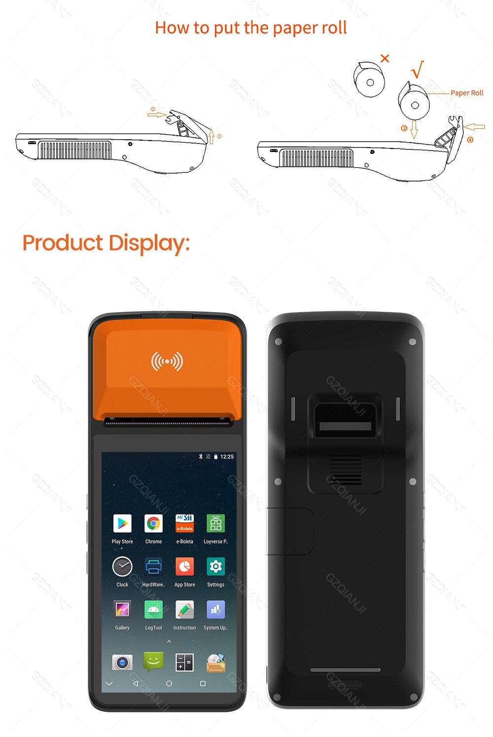 Impressora portátil recibos POS Android terminal PDA com NFC 3G_1