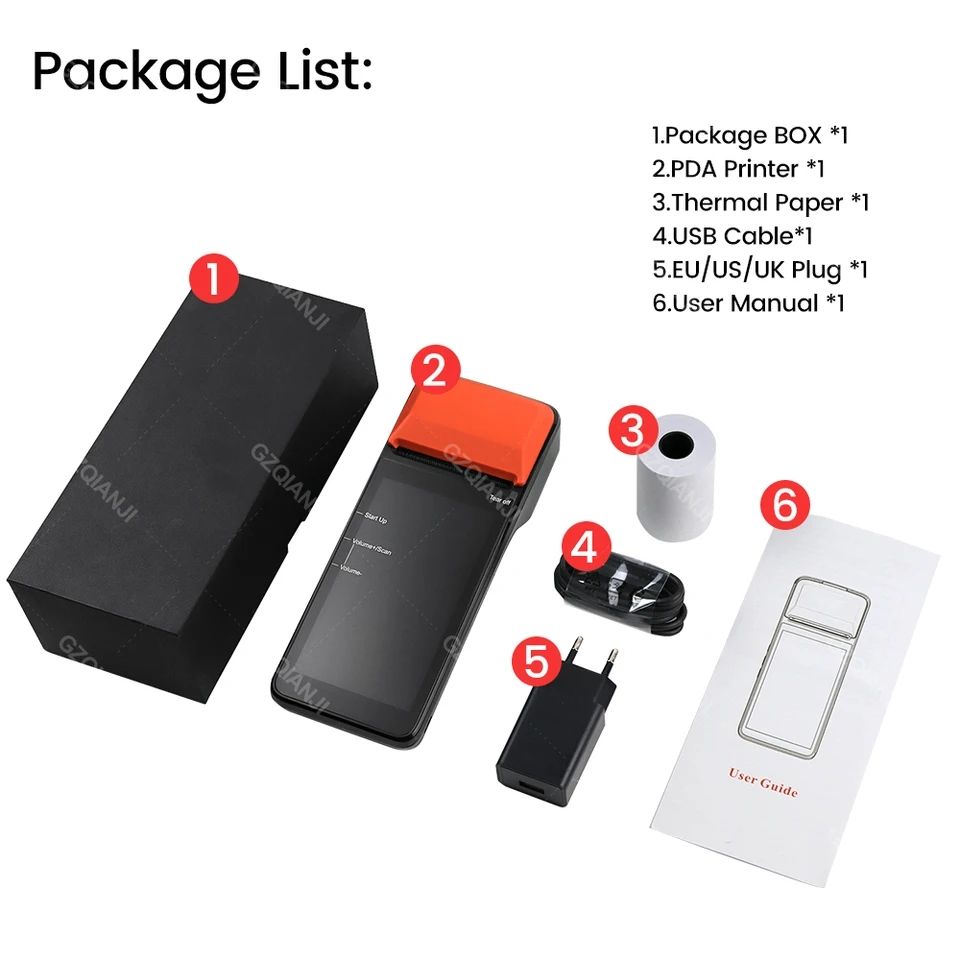 Impressora portátil recibos POS Android terminal PDA com NFC 3G_12