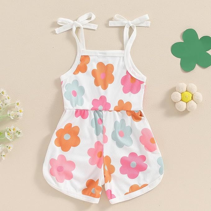 Toddler Baby Girl Floral Romper Tie-Up Strap Halter Jumpsuit Sling Playsuit _0