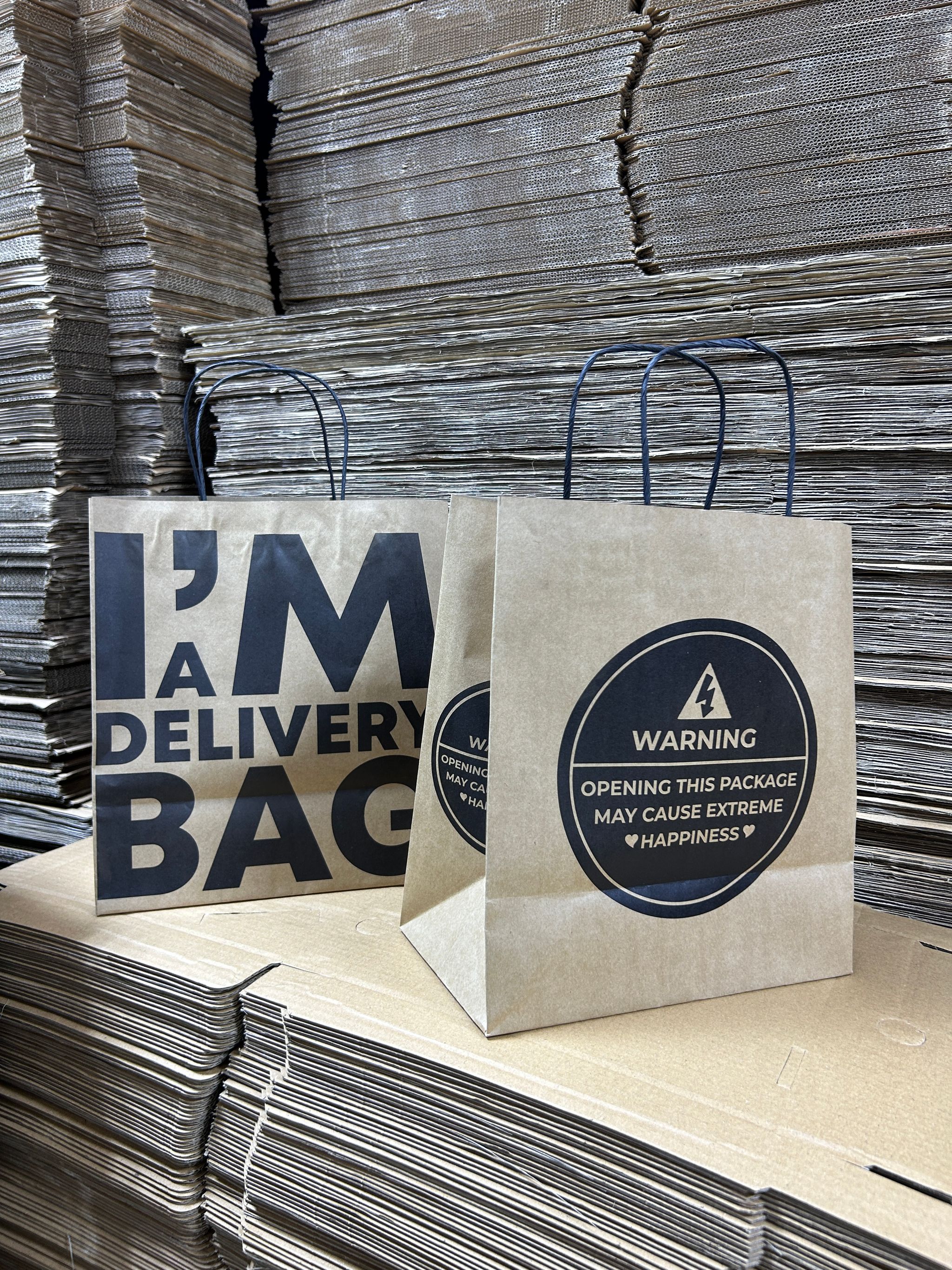 “I’M A DELIVERY BAG” KRAFT CARRIER BAGS - 12” x 10” x 5.5”  ( WITH HANDLES )_2