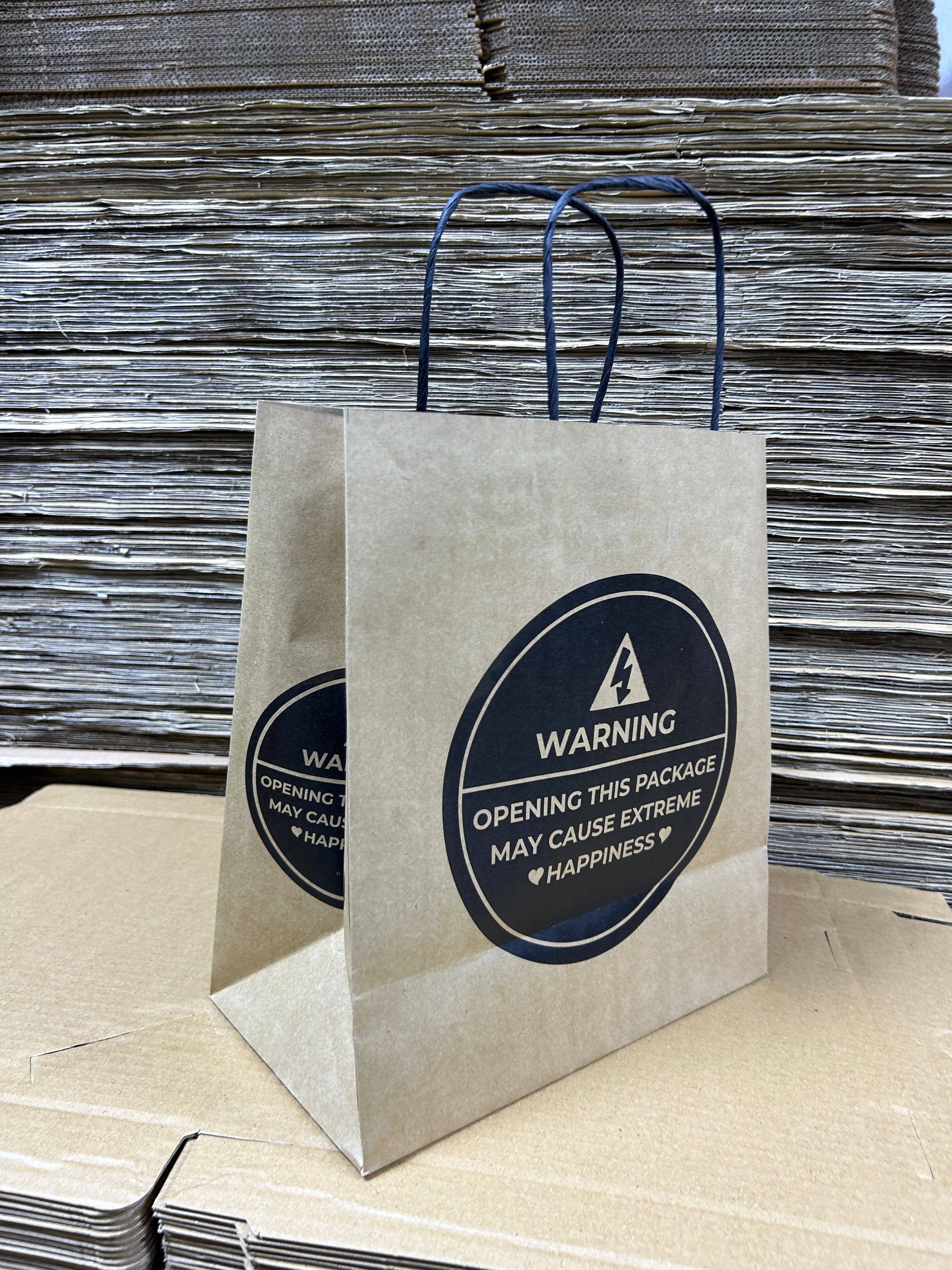 “WARNING” DELIVERY CARRIER BAGS - 12” x 10” x 5.5”  ( WITH HANDLES ) _1