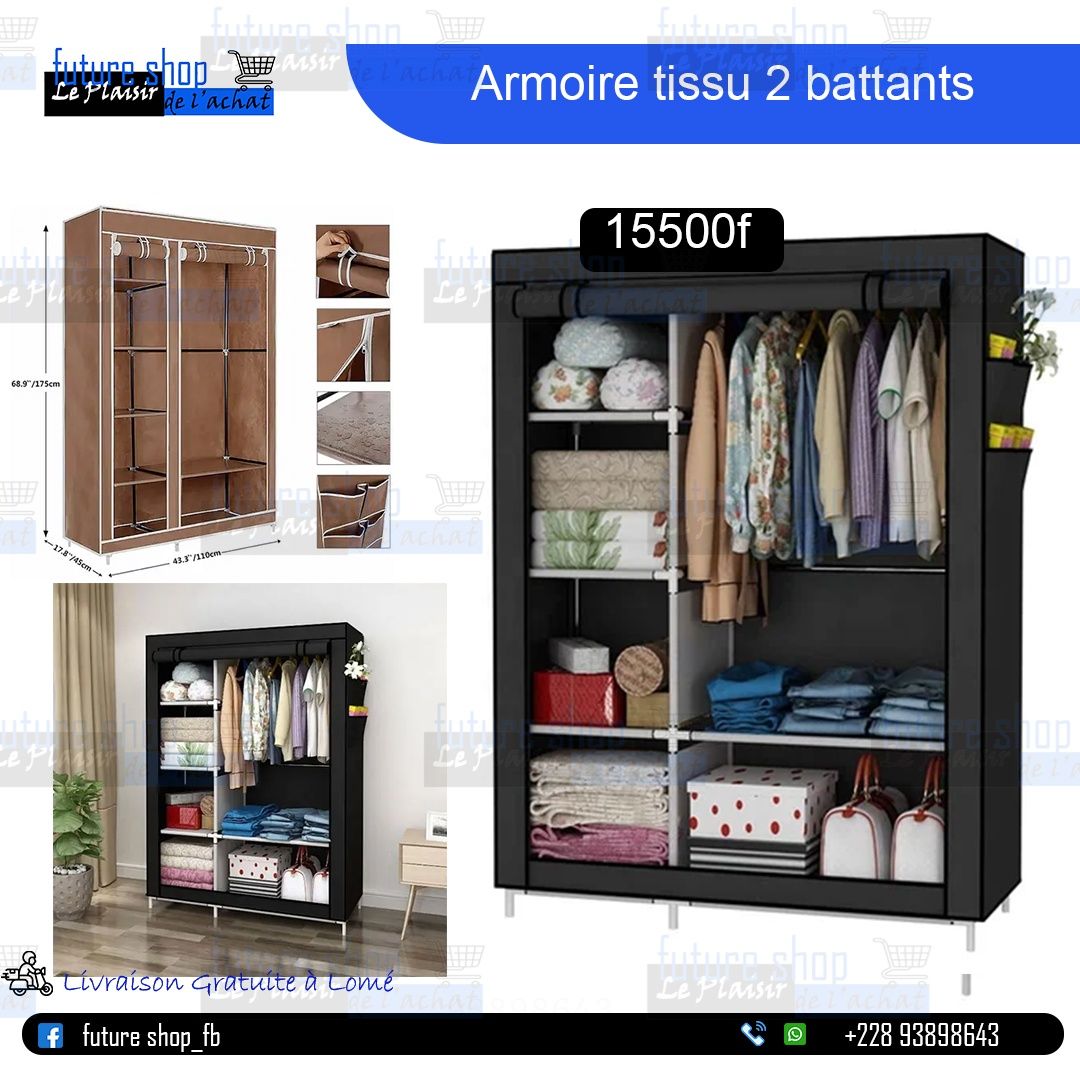 Armoire tissu 2 Battants _0