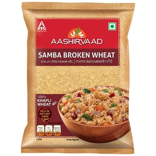 Aashirvaad Samba Broken Rava - Made From 100% Khapli Wheat, Rich In dietary fibre, 1 kg_0