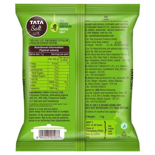 Tata Salt Lite - 15% Low Sodium Iodised Salt, For Healthy Lifestyle, 1 kg Pouch_2