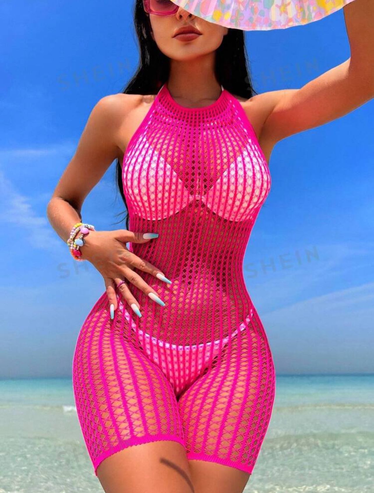 Pink Mesh Cover up_0