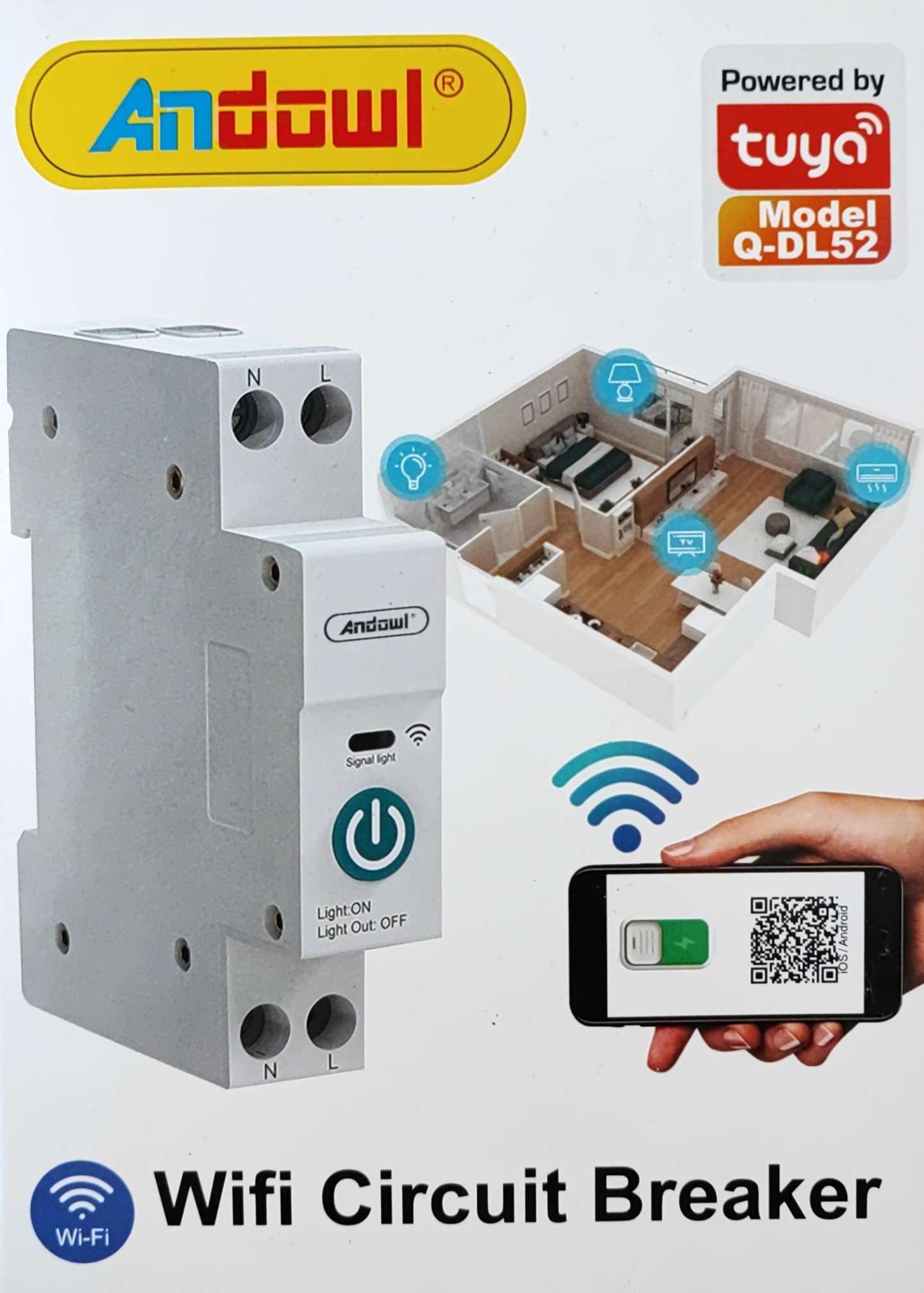 ANDOWL Q-DL52 Tuya Smart 63Amp Wifi Circuit Breaker – Remote Control and Monitoring via Tuya Smart App_0