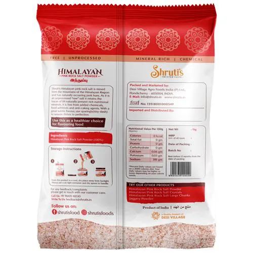 Shruti's Himalayan Pink Rock Salt Powder - 100% Natural, Rich In Minerals, Chemical Free, 1 Kg Pouch_1