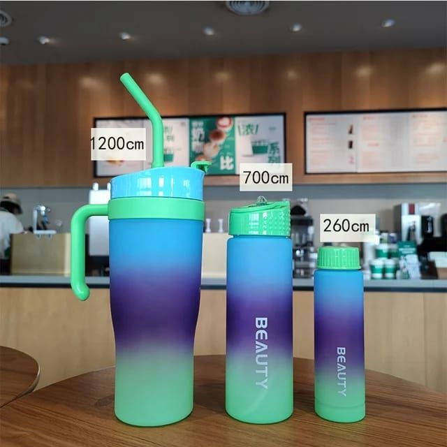 Gradient color frosted 3pcs water bottle_0