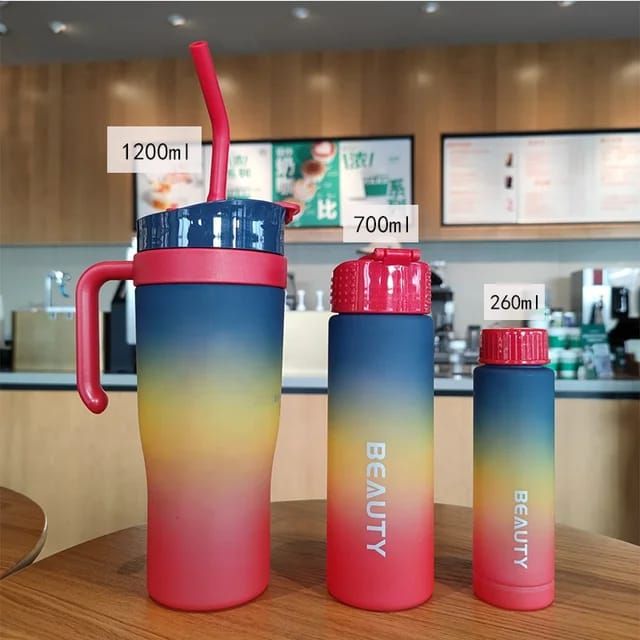 Gradient color frosted 3pcs water bottle _0