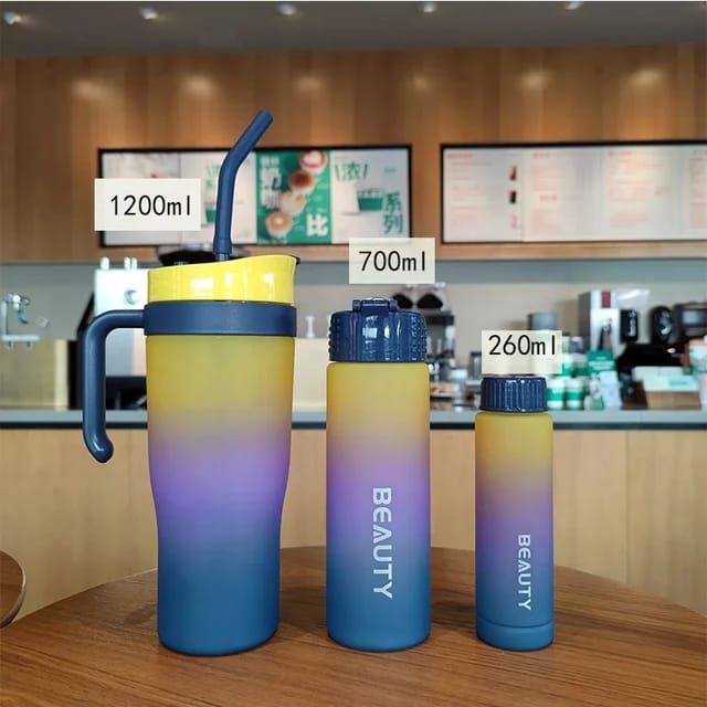 Gradient color frosted 3pcs water bottle _0