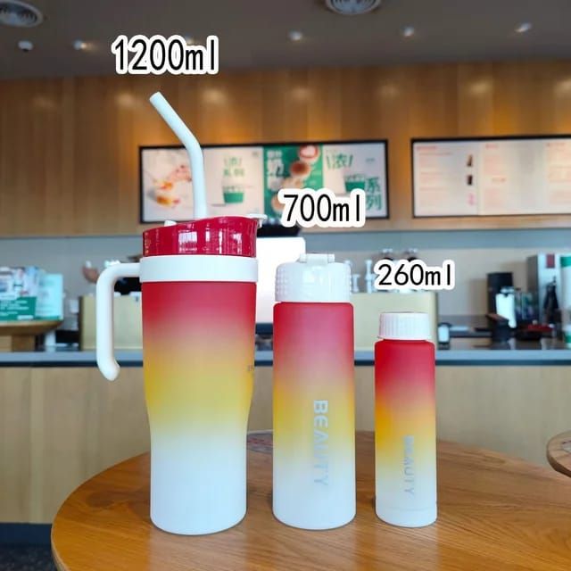 Gradient color frosted 3pcs water bottle_0