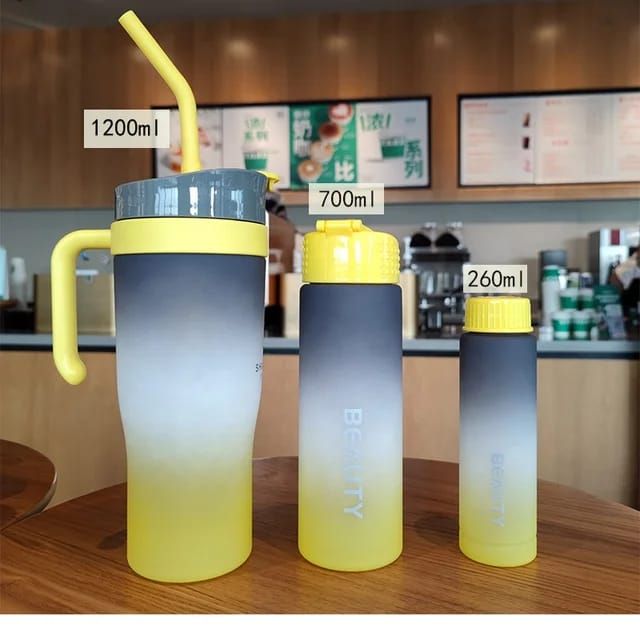 Gradient color frosted 3pcs water bottle_0