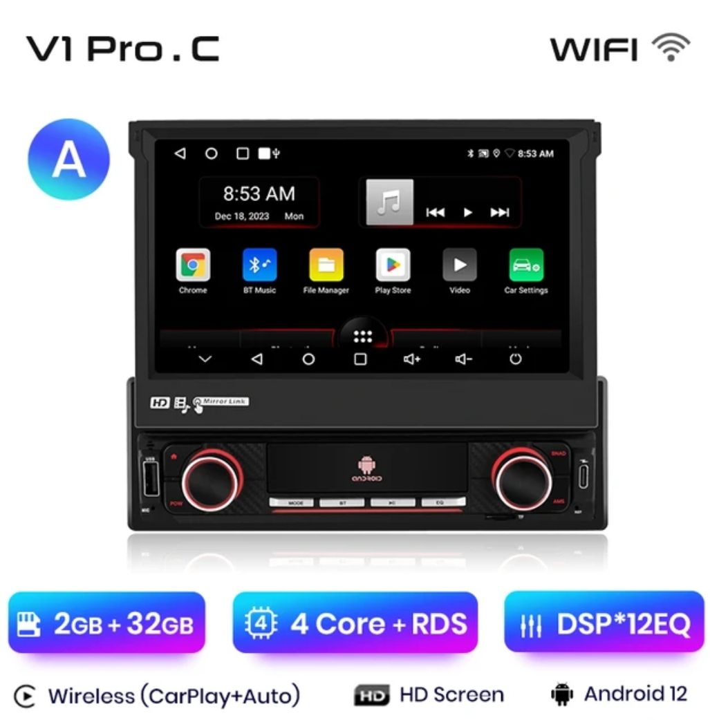 Rádio 1din 7" android 2/32Gb universal Carplay gps wifi Bluetooth_0